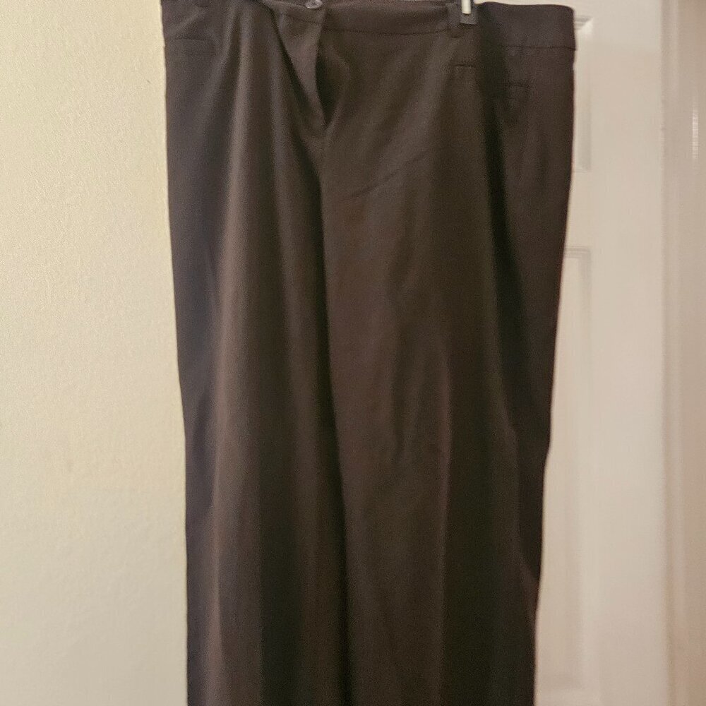 Dark brown neutral Closet Basic stretch flat front workwear pockets pants 20